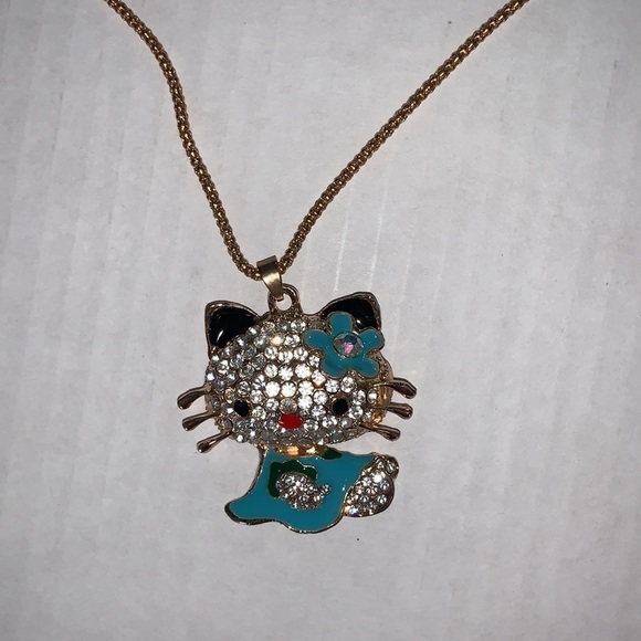 Hello Kitty Rhinestone Pendant With Necklace - Picture 2 of 4
